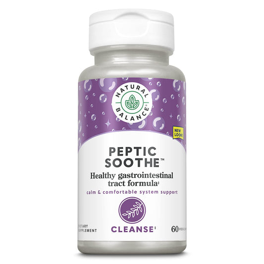 Natural Balance Peptic Soothe bottle close-up for digestive support
