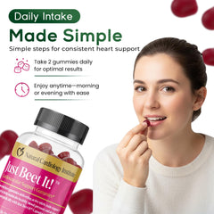 Natural Cardiology Institute Just Beet It gummies highlight CoQ10 with grape seed extract.