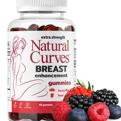 Natural Curves Breast Enhancement Gummies bottle on a clean surface for easy daily use.