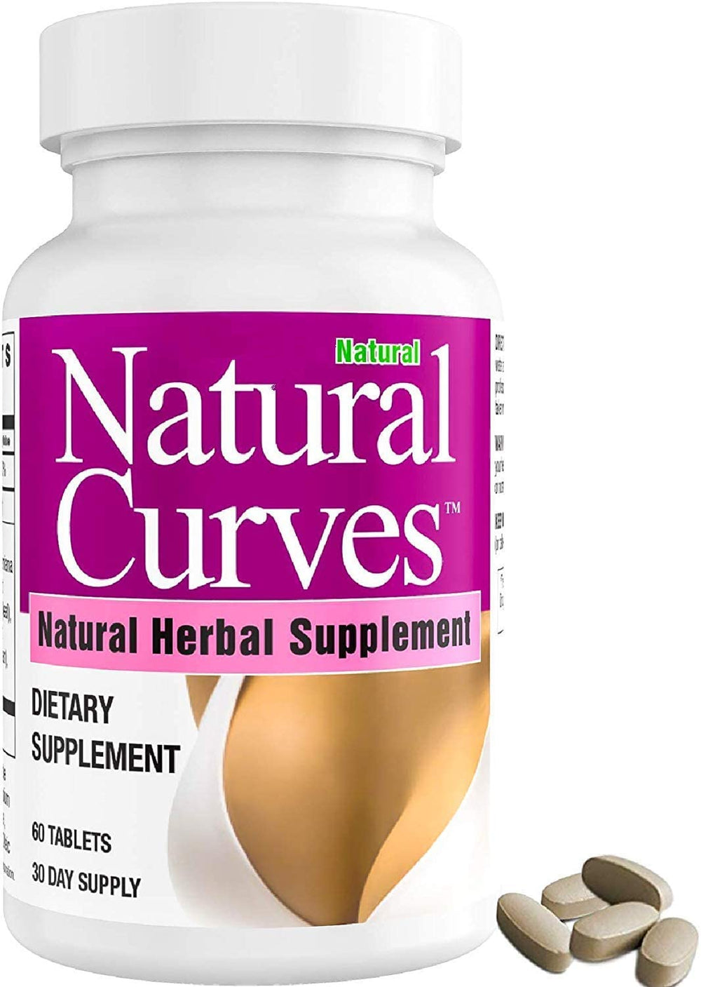 Natural Curves pill close-up highlighting capsule and herbal blend