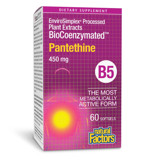 Natural Factors BioCoenzymated Pantethine softgels bottle for daily energy potential