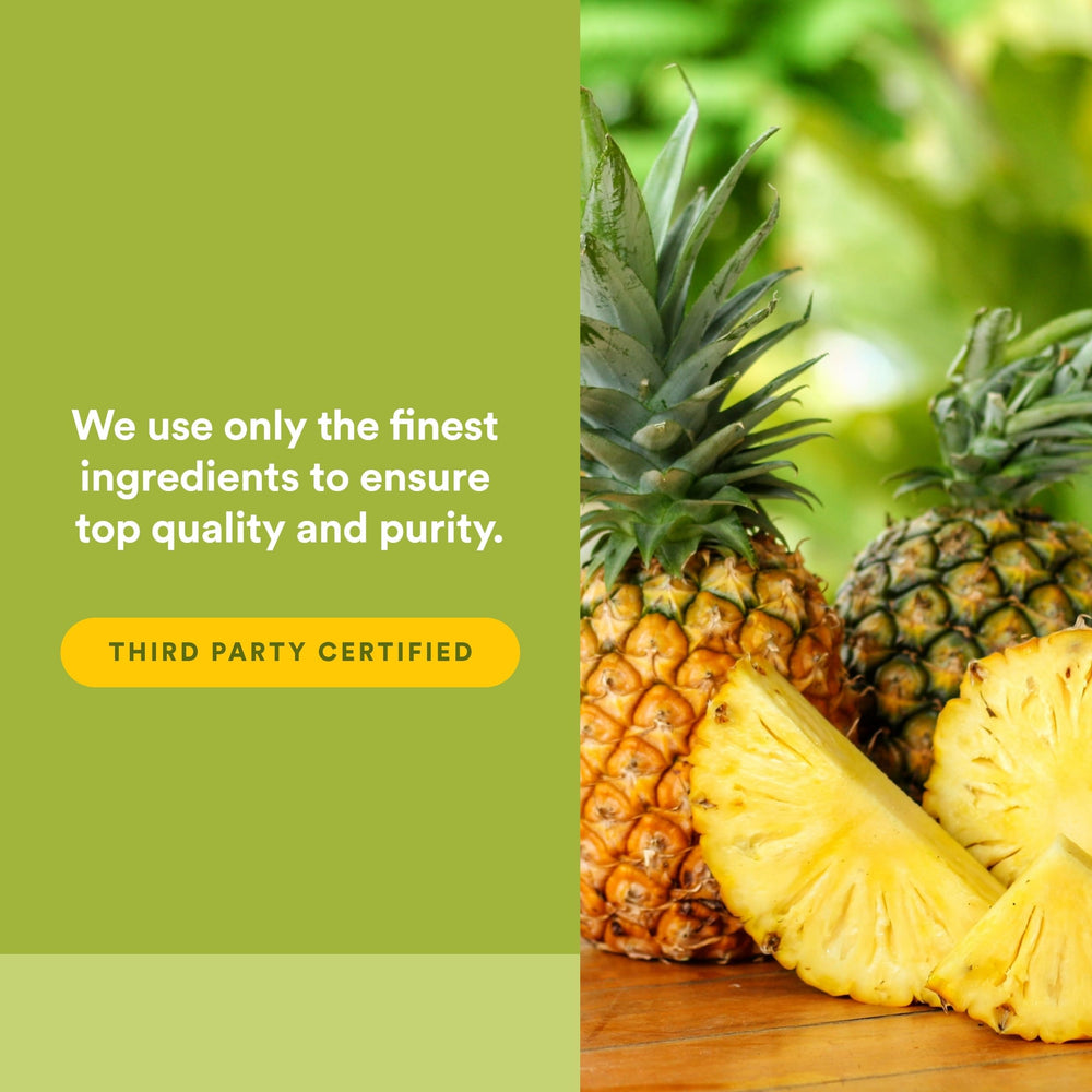 Third-party testing seal demonstrates purity and safety verification.