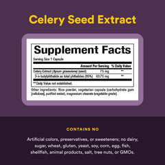 Natural Factors Celery Seed bottle with water, ideal for daily supplement routine.