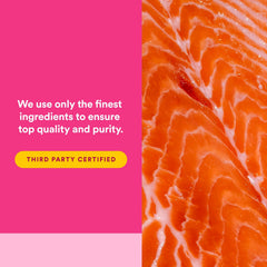 Natural Factors Complete Omega graphic with sustainability badge and purity certificate