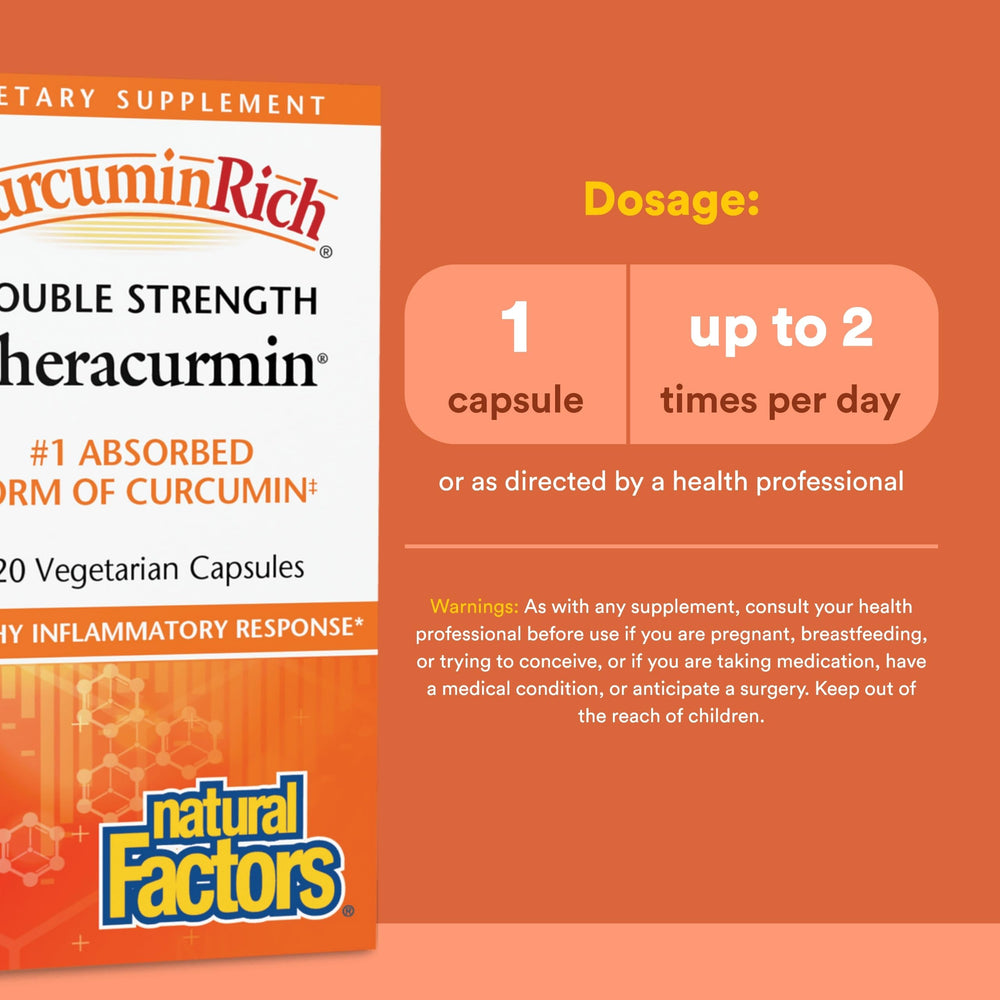 Natural Factors CurcuminRich Theracurmin capsules pour suggests easy post-workout use