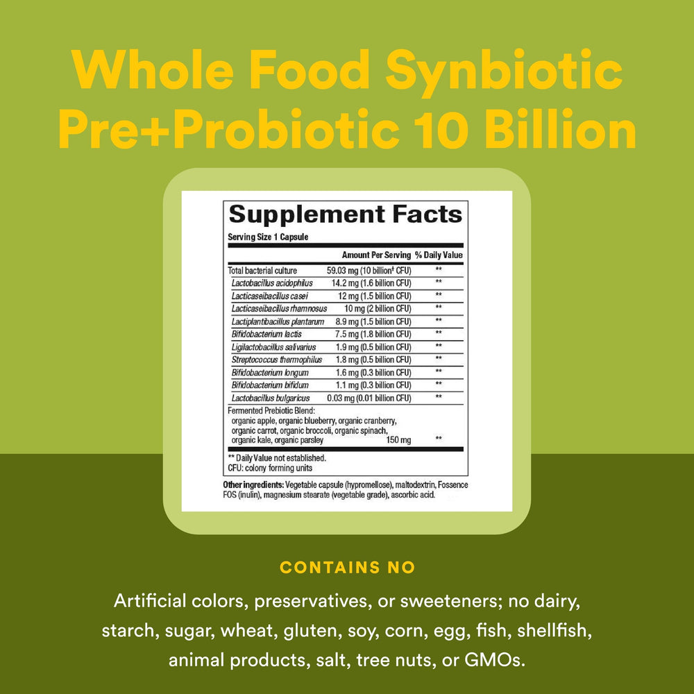 Natural Factors fermented prebiotic blend emphasizes whole foods for gut balance.