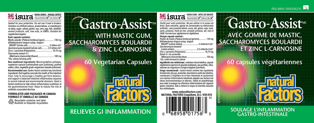 Natural Factors Gastro-Assist probiotic strains illustrating gut flora balance