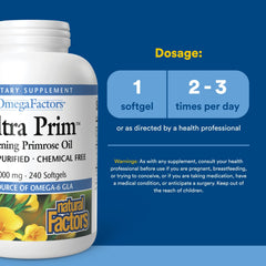 Natural Factors Primrose softgels ready for daily intake to support balance.