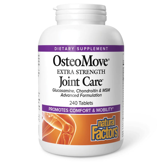 Natural Factors OsteoMove bottle front shows extra strength joint support for daily mobility.