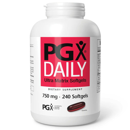 Natural Factors PGX Daily Ultra Matrix bottle showing the soluble fiber formula, supports fullness after meals