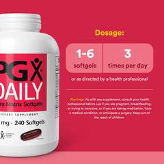 Natural Factors PGX Daily Ultra Matrix softgels poured from the bottle for easy dosing