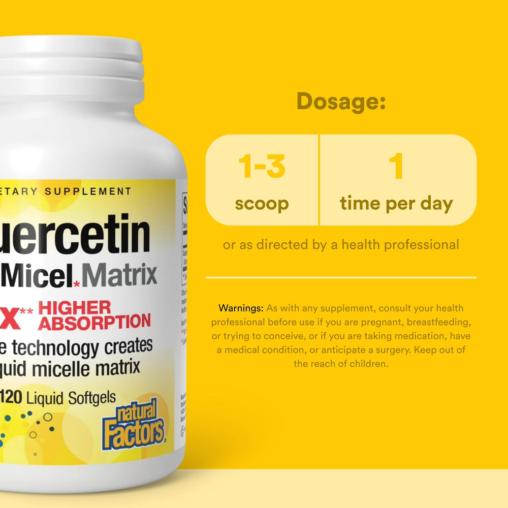 Natural Factors Quercetin Lipomicel label indicates allergen-free formulation