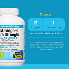 RxOmega-3 Ultra Strength softgels being poured for daily omega-3 intake.