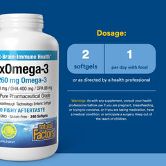 RxOmega-3 label packaging reflects quality and certification.