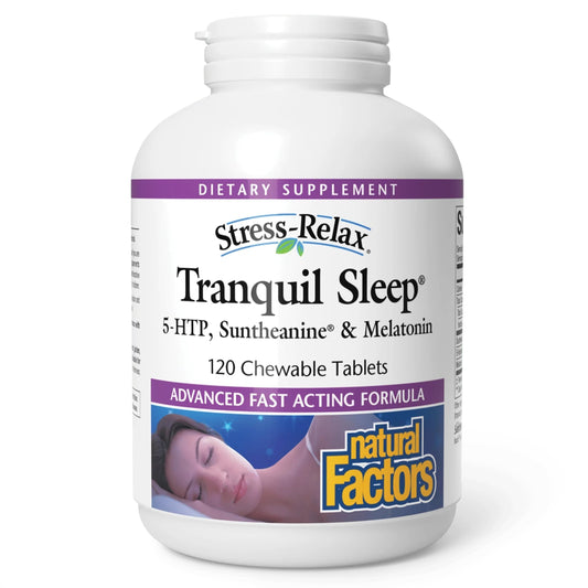 Natural Factors Tranquil Sleep bottle with chewables for nightly calm