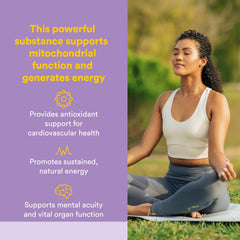 Natural Factors ubiquinol softgels closeup illustrating cellular energy and antioxidant support.