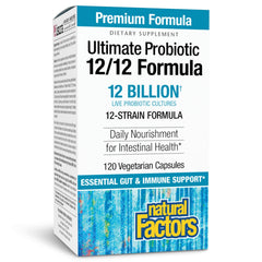 Natural Factors Ultimate Probiotic 12/12 bottle for daily digestive support and immune-friendly wellness.