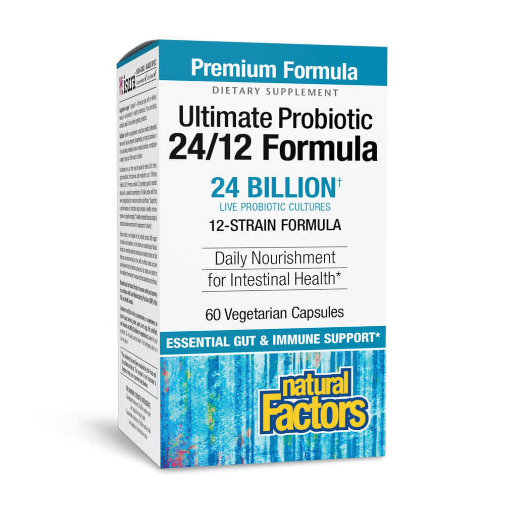 Natural Factors Ultimate Probiotic 24/12 bottle front view for daily gut health support.