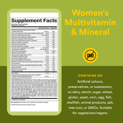 Natural Factors women's multivitamin capsules pour shows iron-rich daily serving
