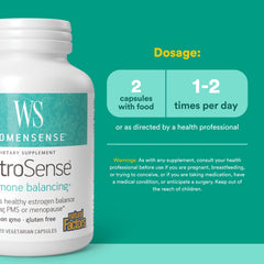 EstroSense label close-up showing non-GMO formulation.