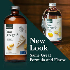 Amber glass bottle of Natural Force Pure Omega-3 preserves freshness and flavor