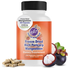 Natural Home Cures mangosteen pericarp bottle front shows premium organic capsules