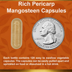 Natural Home Cures mangosteen pericarp nutrition infographic emphasizes 56 xanthones and essential nutrients