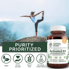 Natural Nutra full-spectrum K2 label closeup lists 75 mcg per capsule