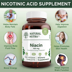 Natural Nutra Niacin label detail highlighting non-GMO and gluten-free features