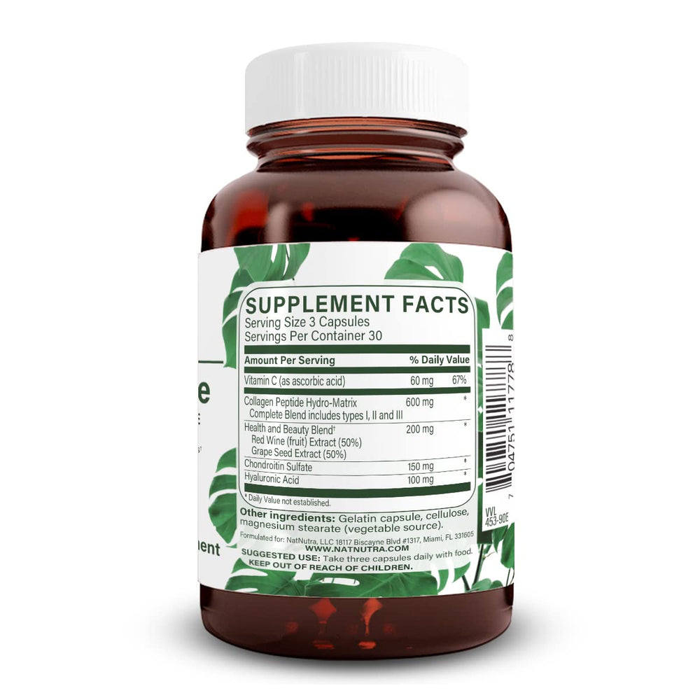 Natural Nutra RegenerAge bottle label close-up with peptides for youthful skin.