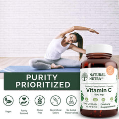 Natural Nutra Vitamin C Raspberry-Cherry flavor signals tasty daily nutrition.