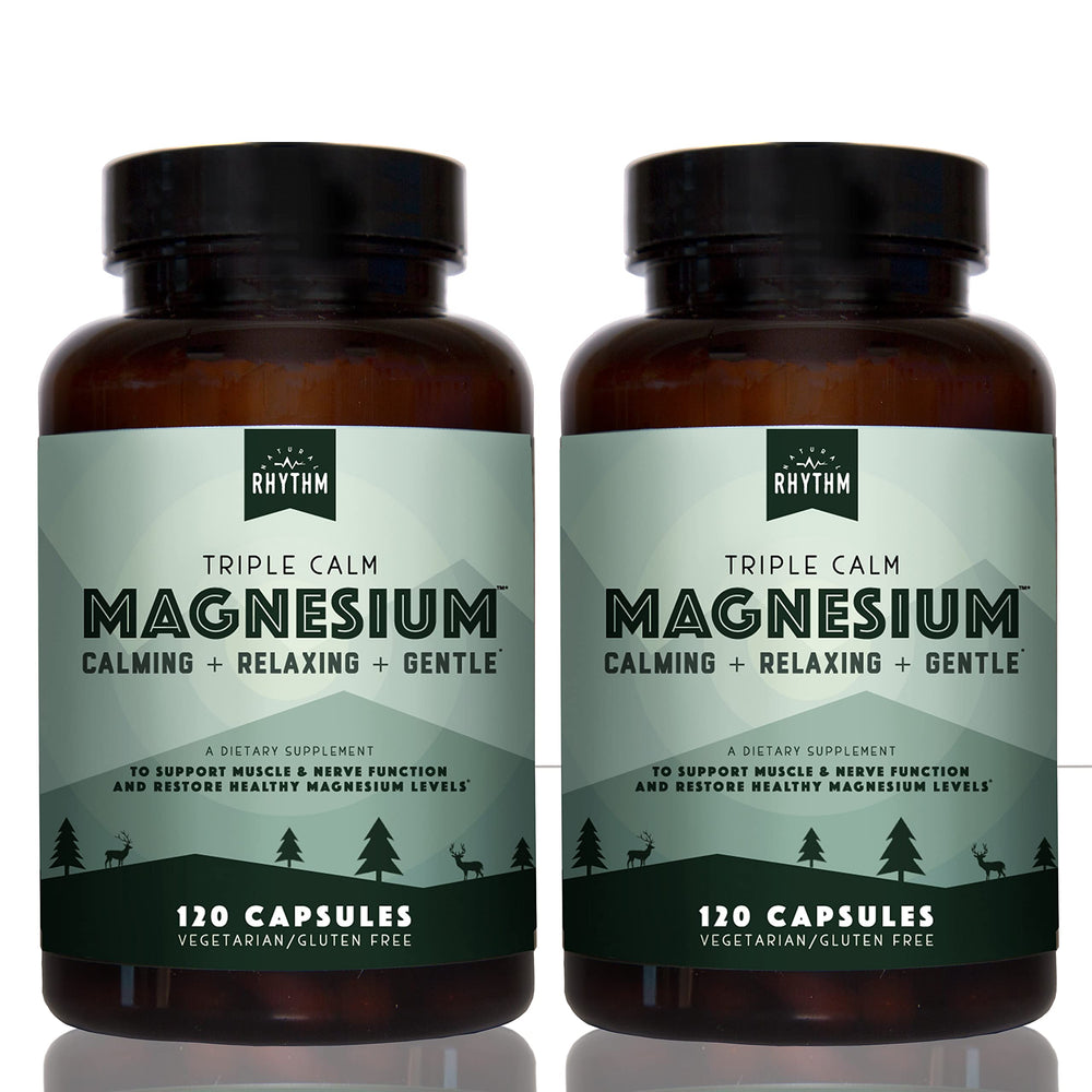 Natural Rhythm Triple Calm bottle front, premium magnesium blend for restful days