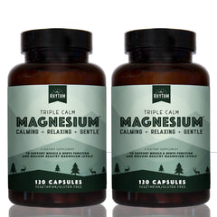 Natural Rhythm Triple Calm bottle front, premium magnesium blend for restful days