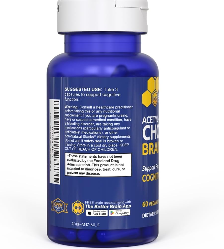 Natural Stacks Acetylcholine Brain Food acetyl L-carnitine capsule close-up
