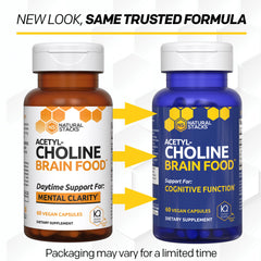 Natural Stacks Acetylcholine Brain Food label emphasizes transparency and testing