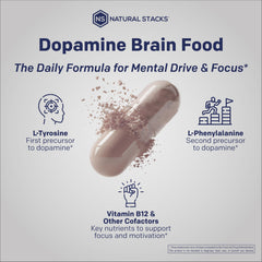 NATURAL STACKS Dopamine B vitamin label highlights ingredients and transparency