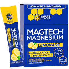 Natural Stacks MagTech bottle with lemon flavor for a sugar-free daily boost.