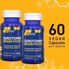 Natural Stacks Serotonin Brain Food science back panel with third-party testing