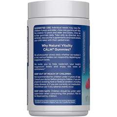 Natural Vitality CALM label highlights vegan and gluten-free formula.