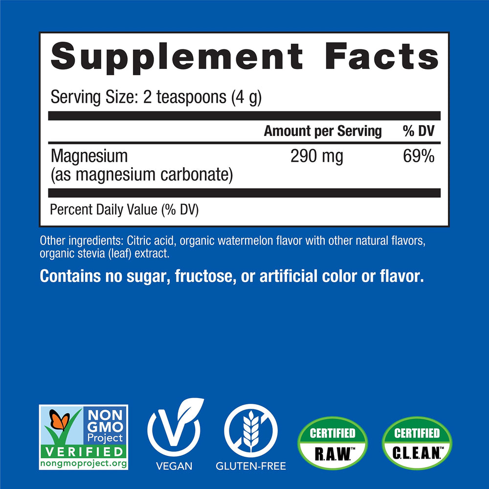Pouring Natural Vitality CALM powder into water creates a refreshing beverage