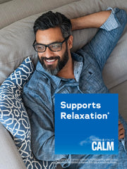Serving CALM with water for a refreshing, stress-friendly routine.