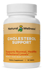 Natural Wellness Cholesterol Support bottle pictured for daily cardiovascular balance.