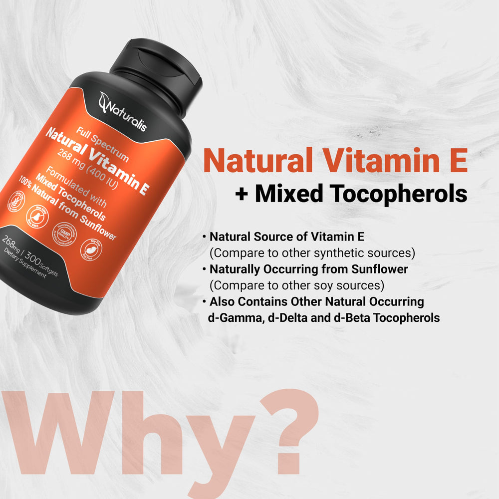 Naturalis Vitamin E softgels texture closeup suitable for daily use.