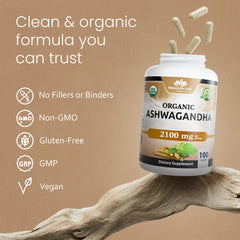 NaturaLife Labs Ashwagandha ingredient panel reveals gluten-free, non-GMO and vegan.