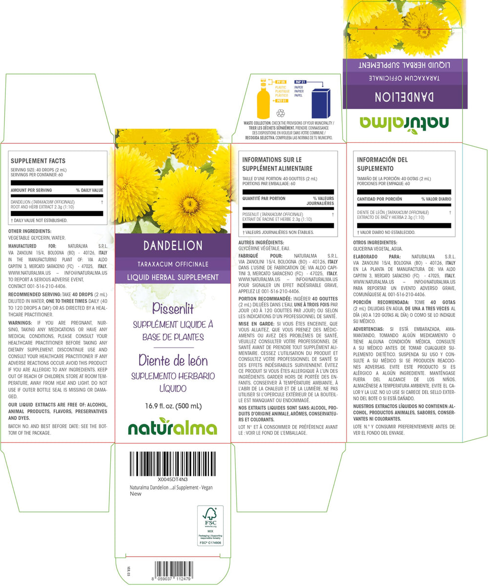 Naturalma Dandelion tincture drops designed for precise, convenient dosing