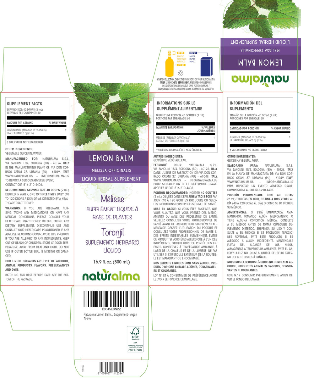 Naturalma lemon balm drops close-up for easy daily dosing