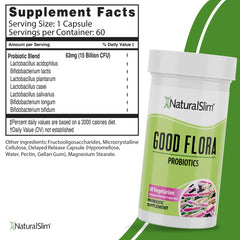 NaturalSlim Good Flora label close-up highlights potency and quality