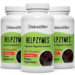 NaturalSlim Helpzymes bottle front showing reliable post-meal digestion support