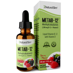 NaturalSlim Liquid B12 Berry bottle on a clean counter, ready for daily energy.
