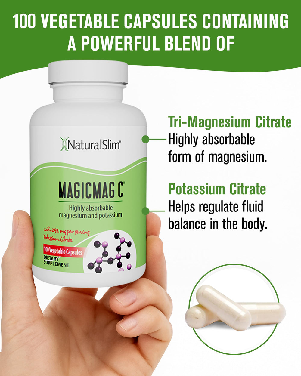 NaturalSlim MagicMag C capsule supporting bone health and muscle function